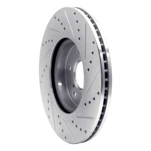 Acura ADX Brake Rotor (1) - Front Left - R1 Concepts - Drilled & Slotted - Silver - `13-`25